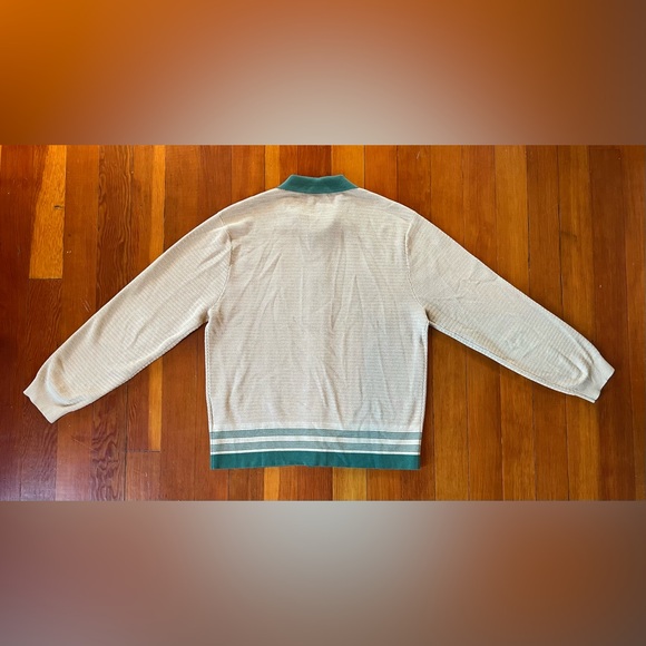 NWOT Madewell Button-Up Long-Sleeve Sweater Polo - Medium - Tan & Green - Picture 2 of 8